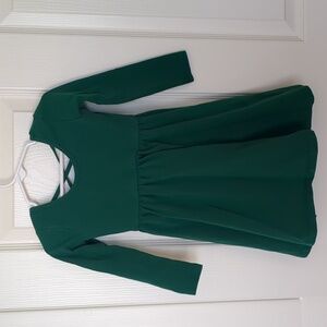 Green Long Sleeve 3T Kids Flare Dress